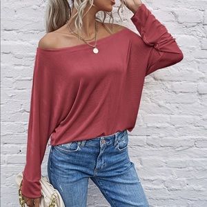 Pale Red Off-the-Shoulder Blouse